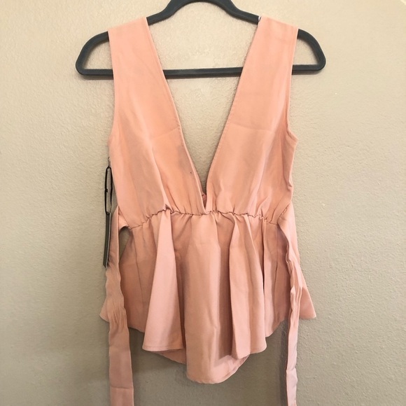 Lulus Simply Joyous Blush Sleeveless Peplum Top Size M - Picture 8 of 16